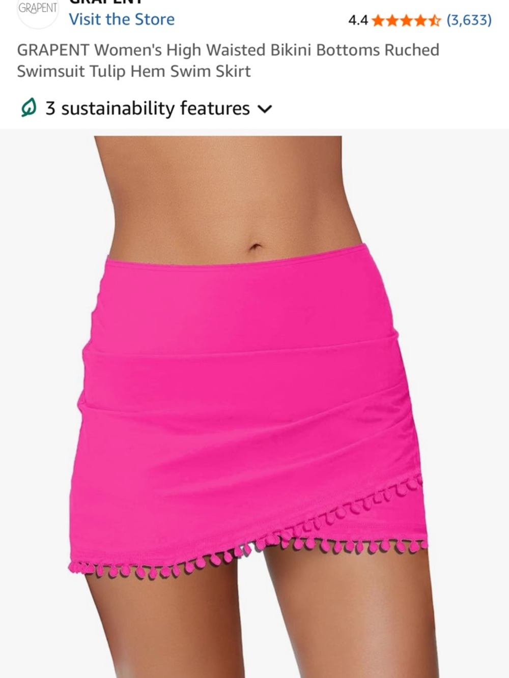Women's High-Waisted Pink Swim Skirt